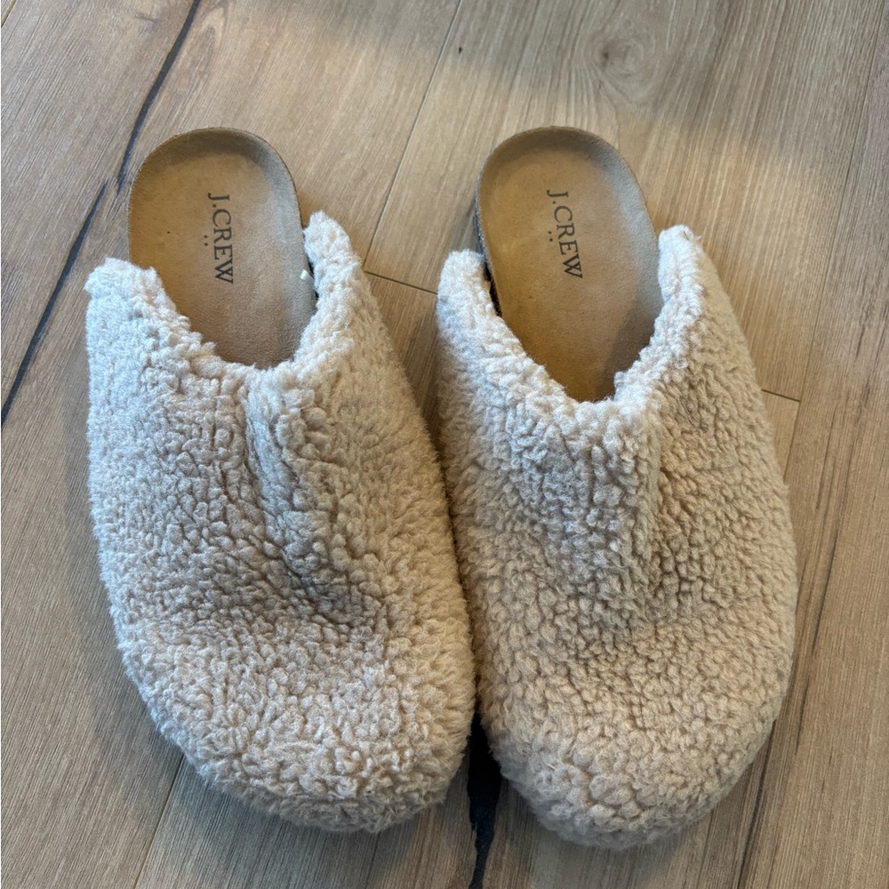 J.Crew Cream Sherpa Slippers